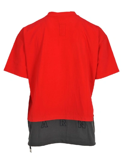 Shop Marni Bi-colour T-shirt In Red + Grey