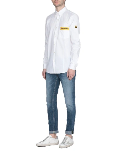 Shop Golden Goose Cotton Shirt In White Patch
