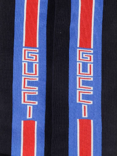 Shop Gucci Logo Stripe Socks In Navy