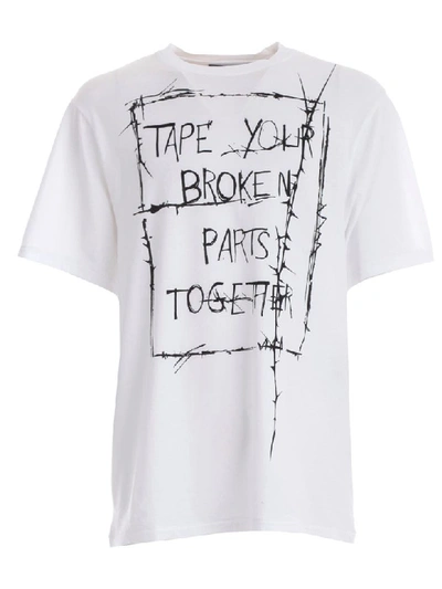 Shop Haider Ackermann Printed T-shirt In Ivory Tape