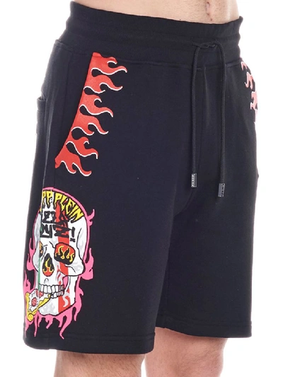 Shop Philipp Plein Pizza Boys Shorts In Black