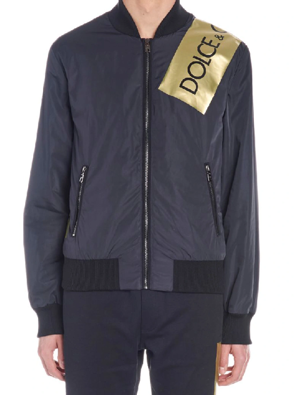 Dolce and gabbana logo tape bomber jacket outlet