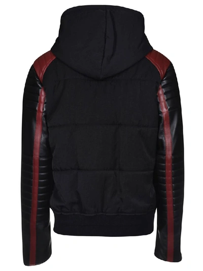 Shop Givenchy Contrasting Sleeves Hooded Jacket In Black/red