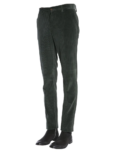 Shop Etro Slim Fit Cuba Cotton Trousers In Verde