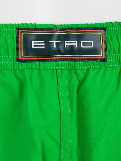 Shop Etro Drawstring Swim Shorts In Verde