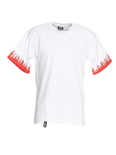 Shop Vision Of Super T-shirt With Flames In White/red