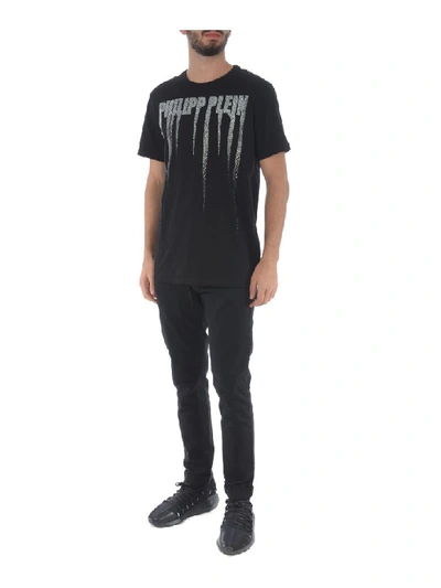 Shop Philipp Plein Draped Logo Print T-shirt In Black