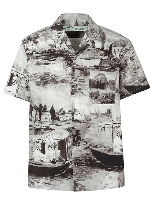 Off-white Lake Holiday Printed Cotton Shirt In Grey | ModeSens