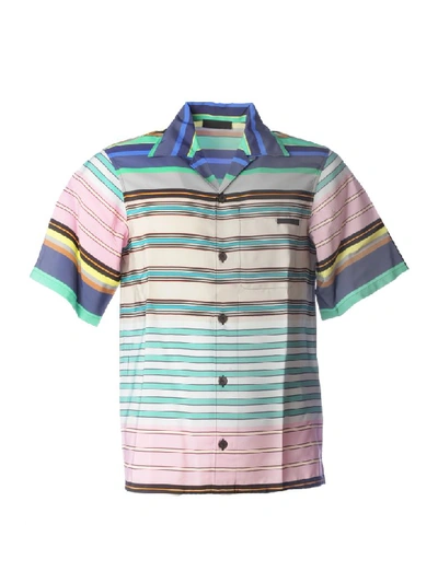 Shop Prada Striped Shirt In Acciaio