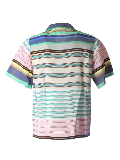 Shop Prada Striped Shirt In Acciaio