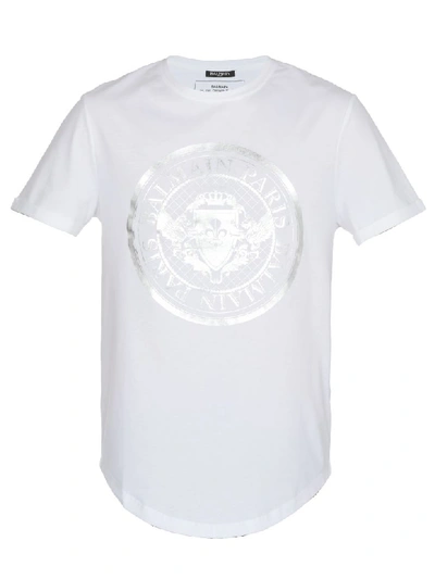 Shop Balmain Cotton T-shirt In Argent
