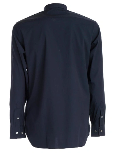 Shop Burberry Embroidered Logo Shirt In Navy