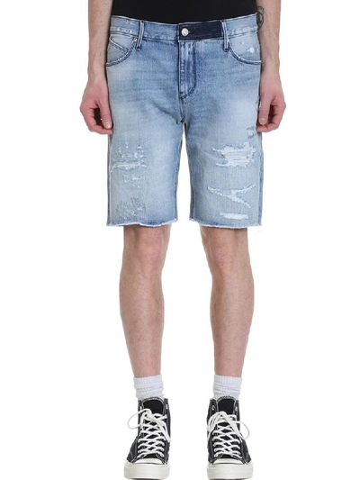 Shop Rta Cross Blue Denim Shorts In Cyan