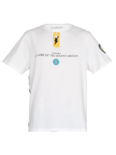 Shop Golden Goose Cotton T-shirt In White/patch