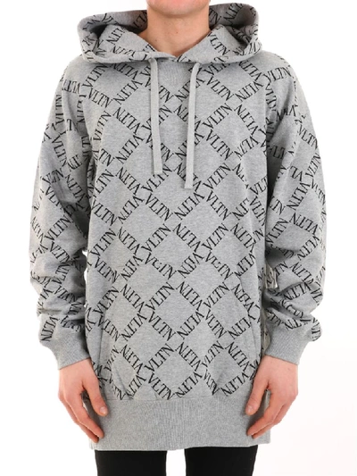 Shop Valentino Sweatshirt Logo Gray In Grey