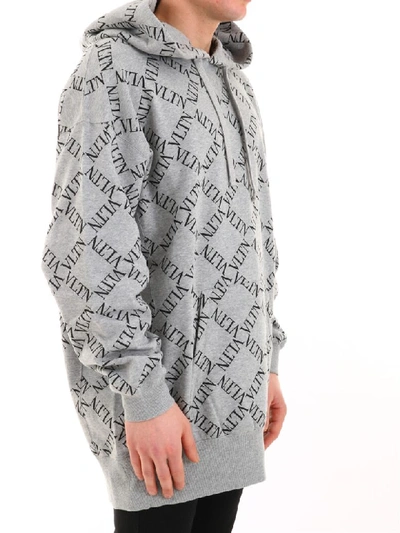 Shop Valentino Sweatshirt Logo Gray In Grey