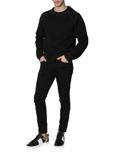 Shop Versace Crew Neck Sweatshirt In Nero