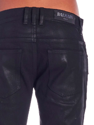 Shop Balmain Slim Pocket Jeans In Black