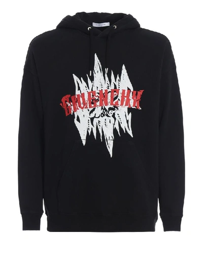 Shop Givenchy Logo Graphic Print Hoodie In Black