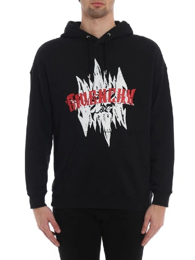 Shop Givenchy Logo Graphic Print Hoodie In Black