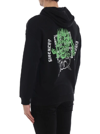 Shop Givenchy Logo Graphic Print Hoodie In Black