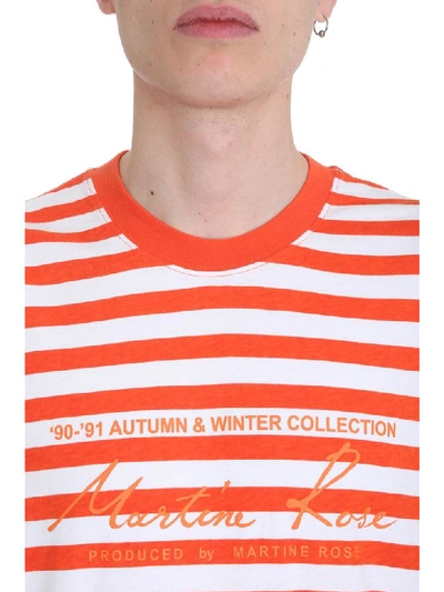 Shop Martine Rose Oversized Stripes Orange And White Cotton T-shirt