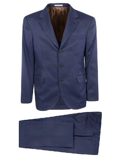 Shop Brunello Cucinelli Single Breasted Suit In Navy