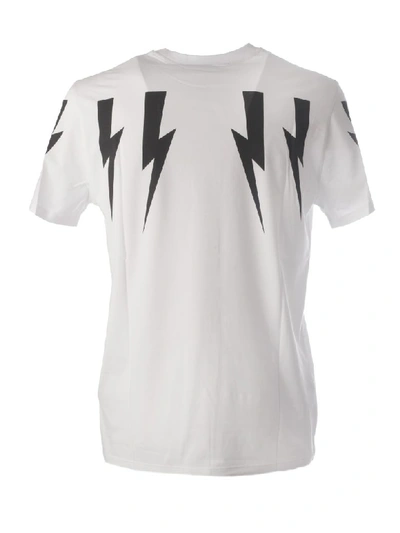 Shop Neil Barrett Lightning Bolt Printed T-shirt In White