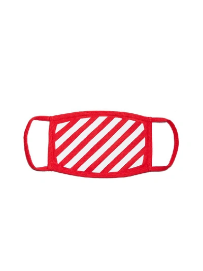 Shop Off-white Diagonal Print Face Mask In Red