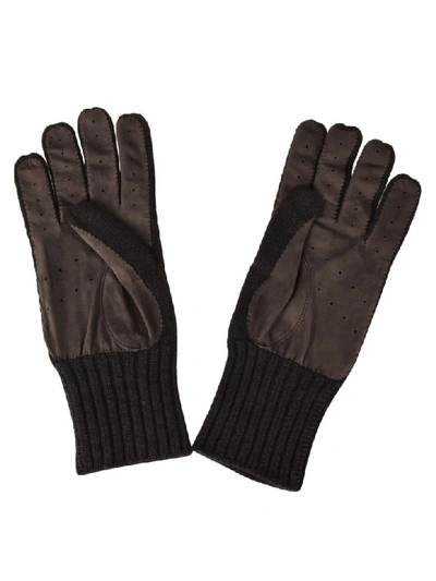 Shop Fedeli Knitted Gloves In Brown