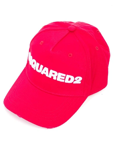 Shop Dsquared2 Logo Embroidered Cap In Red White