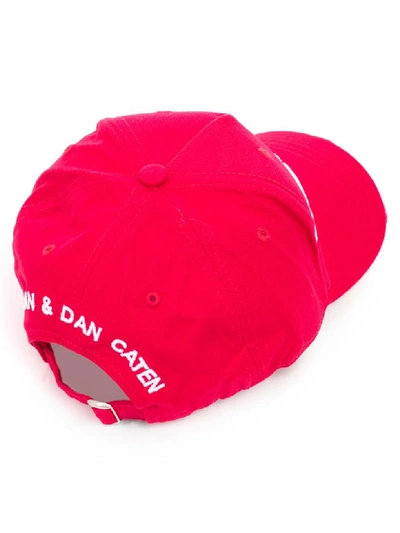 Shop Dsquared2 Logo Embroidered Cap In Red White