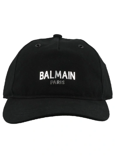 Shop Balmain Logo Baseball Cap In Black