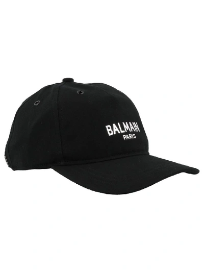 Shop Balmain Logo Baseball Cap In Black