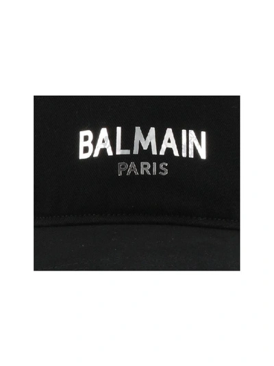 Shop Balmain Logo Baseball Cap In Black