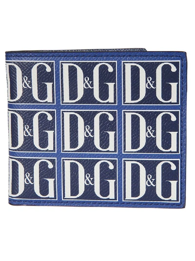 Shop Dolce & Gabbana Logo Motif Bifold Wallet In Blue