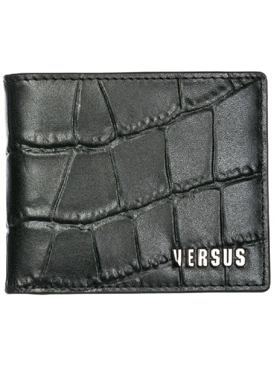 Shop Versus Genuine Leather Wallet Credit Card Bifold In Black - Gun Metal