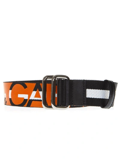 Shop Dolce & Gabbana Black And Orange Logo Belt In Black/orange