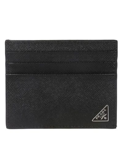 Shop Prada Logo Plaque Card Holder In Black