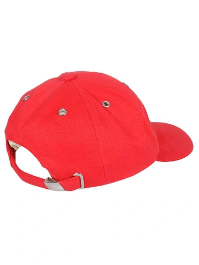 Shop Balmain Logo Applique Cap In Red