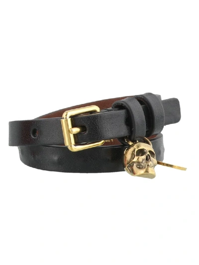 Shop Alexander Mcqueen Double Wrap Skull Bracelet In Basic