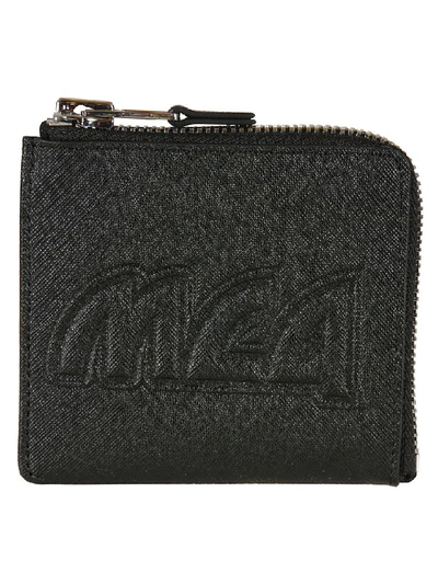 Shop Mcq By Alexander Mcqueen Logo Zip Wallet In  Darkest Black