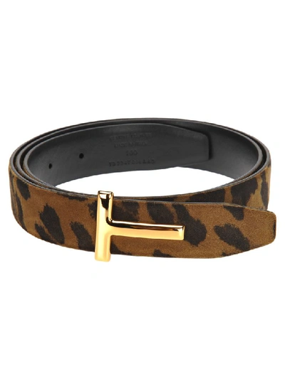 Shop Tom Ford Belt H 3 Reversible In Leopard + Black