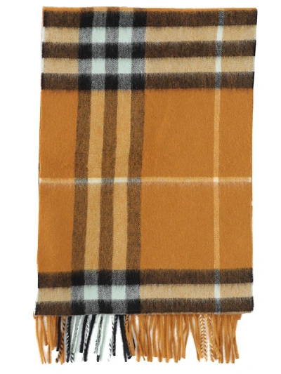 Shop Burberry Mu Giant Check Scarf In Umber Yellow