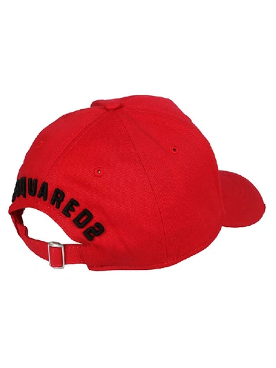 Shop Dsquared2 Embroidered Icon Baseball Cap In Red