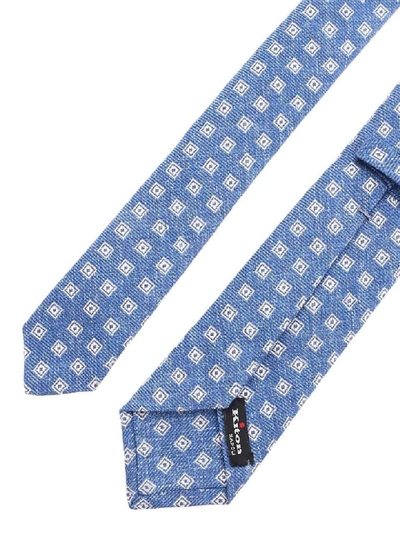 Shop Kiton Linen Cotton And Silk Tie In Light Blue