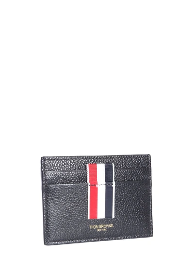 Shop Thom Browne Leather Card Holder In Nero