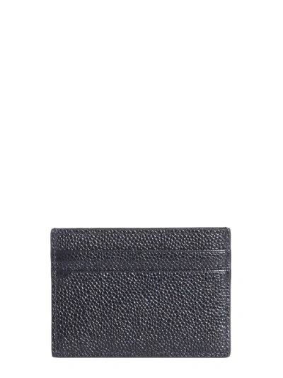 Shop Thom Browne Leather Card Holder In Nero