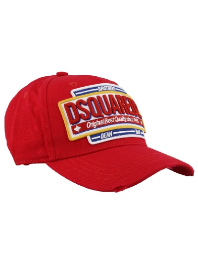 Shop Dsquared2 Patch Cargo Baseball Cap In Red