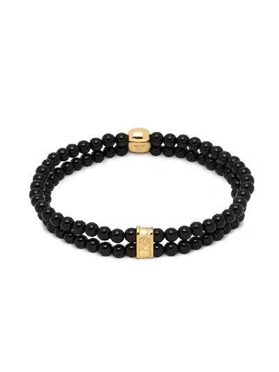 Shop Northskull Double Row Beaded Bracelet With Skull Charmin Black Onyx & Gold
